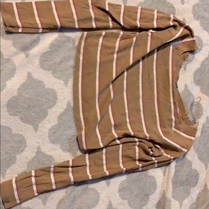 Crop top Long sleeve Tan and Orange Striped
